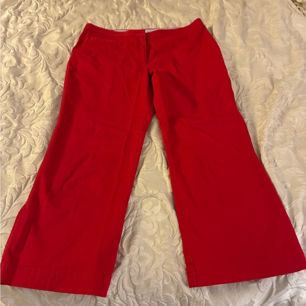 Y2K March 2002 Tommy Hilfiger Red Stretch Culotte 96% Cotton Low Rise Pants